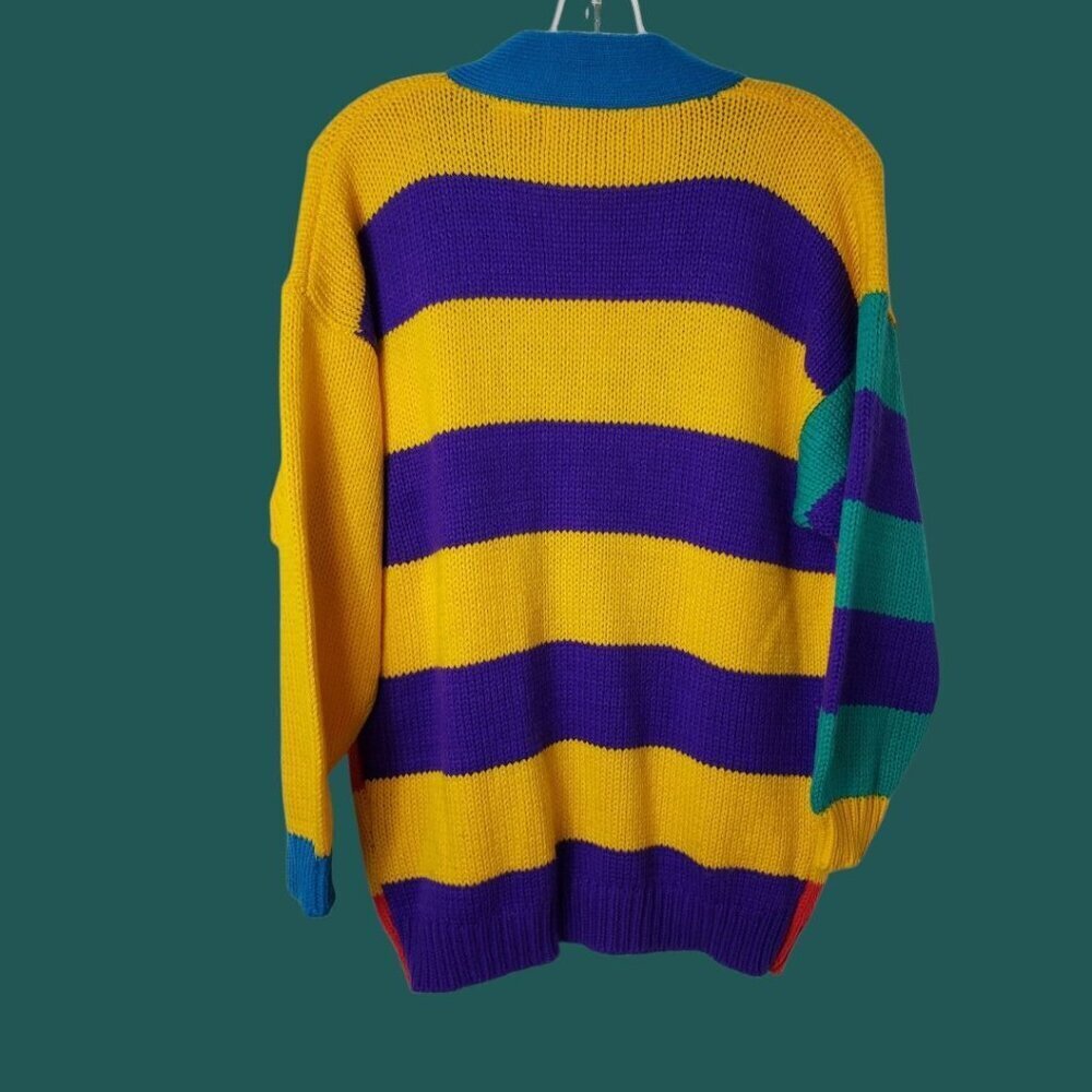 Stitches-Ok Vtg Striped Cardigan Sweater With Pockets  Multicolor Small Petite - Picture 2 of 8